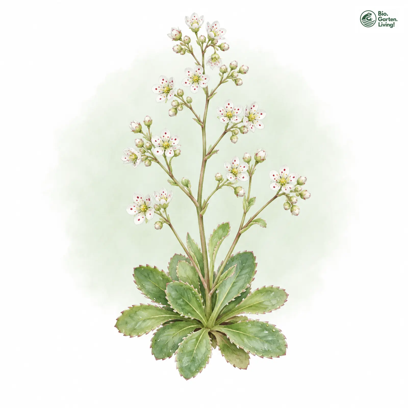 Aquarellzeichnung: Trauben-Steinbrech (Saxifraga paniculata)