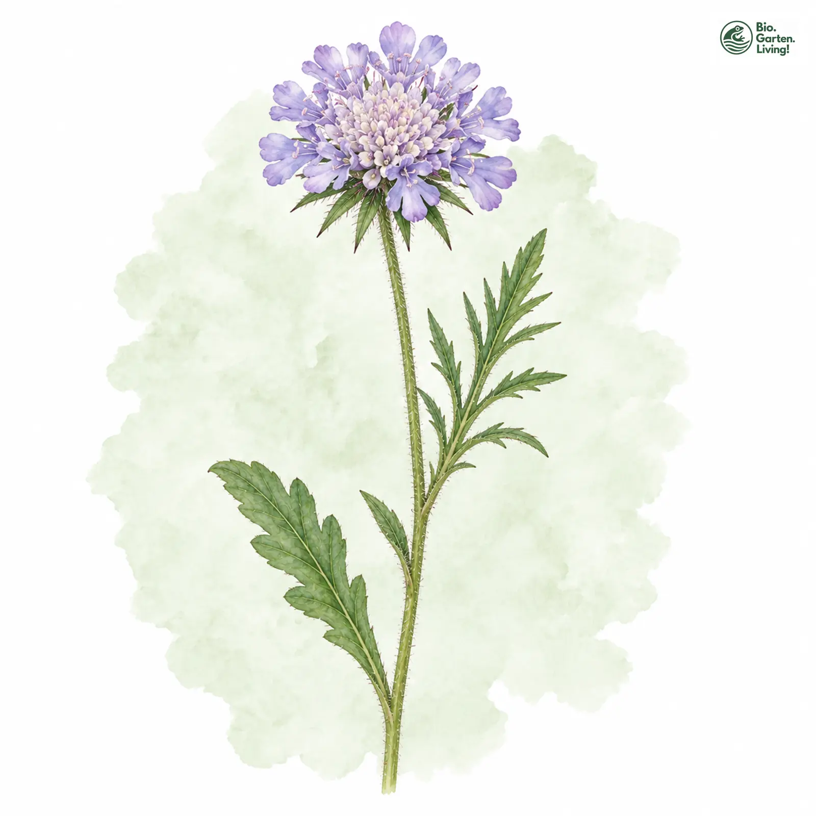 Aquarellzeichnung: Tauben-Skabiose (Scabiosa columbaria)