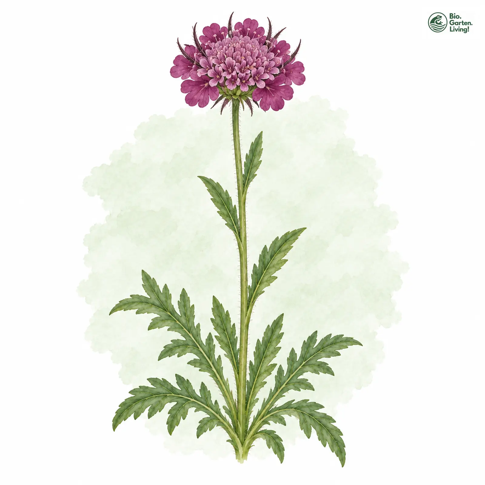 Aquarellzeichnung: Glanz-Skabiose (Scabiosa lucida)
