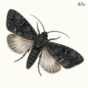 Aquarell: Schwarze Glattrückeneule