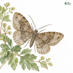 Aquarell: Olivgrüner Bergwald-Blattspanner