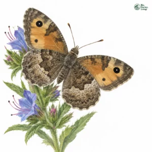 Aquarell: Ockerbindiger Samtfalter