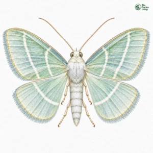 Aquarell: Milchweißer Birkenbuschspanner