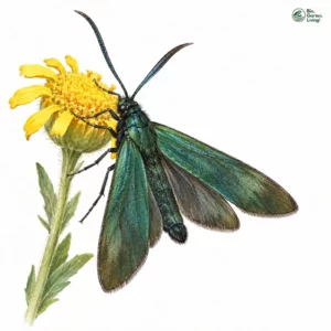 Aquarell: Dickfühler-Grünwidderchen