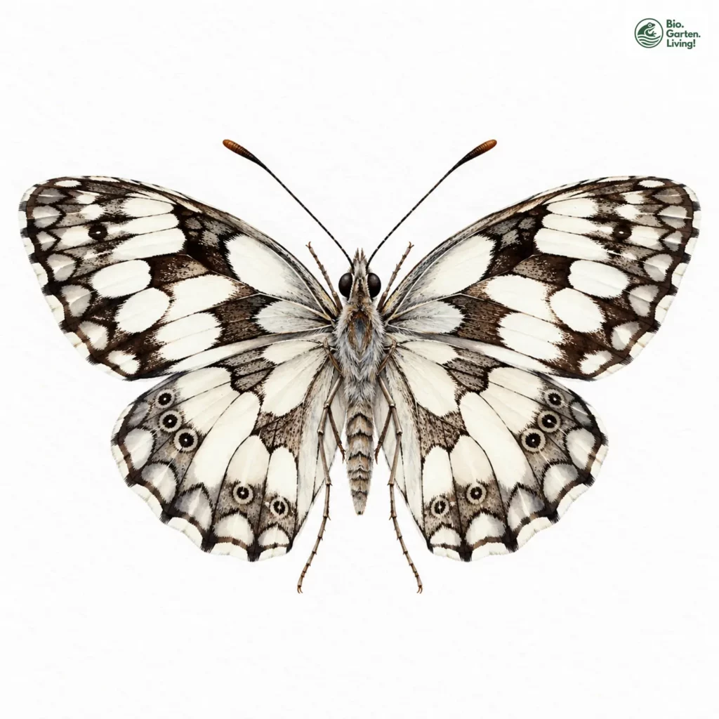 Aquarell: Schachbrettfalter