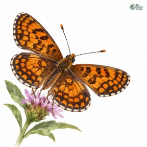 Aquarell: Zweibrütiger Scheckenfalter