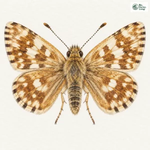 Aquarell: Zweibrütiger Würfeldickkopffalter