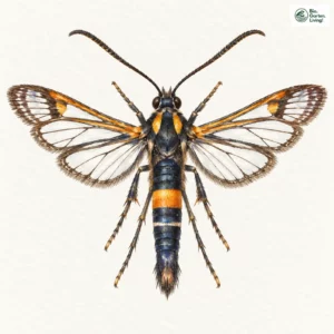Aquarell: Rotgeringter Birken-Glasflügler