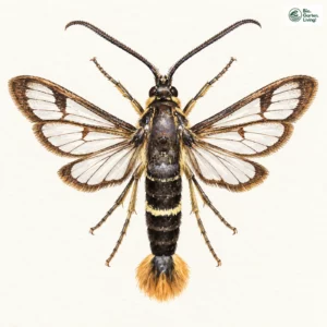 Aquarell: Gelbgeringter Birken-Glasflügler