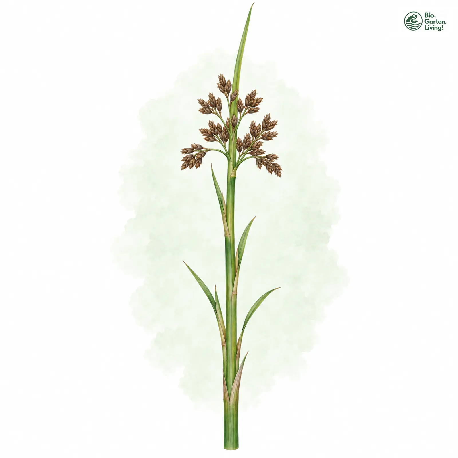 Aquarellzeichnung: Gekielte Teichsimse (Schoenoplectus carinatus)