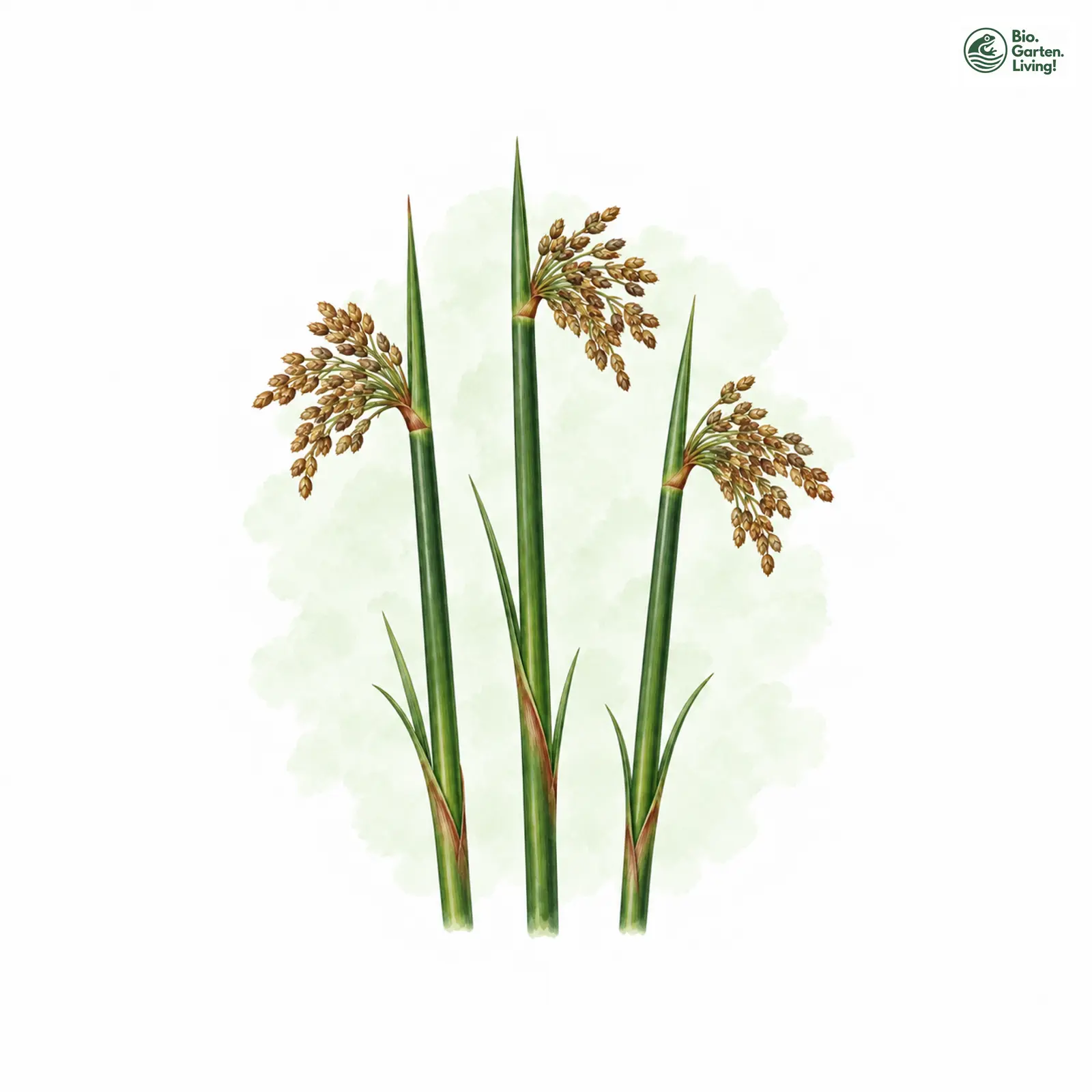 Aquarellzeichnung: Gewöhnliche Teichsimse (Schoenoplectus lacustris (im engeren Sinne))