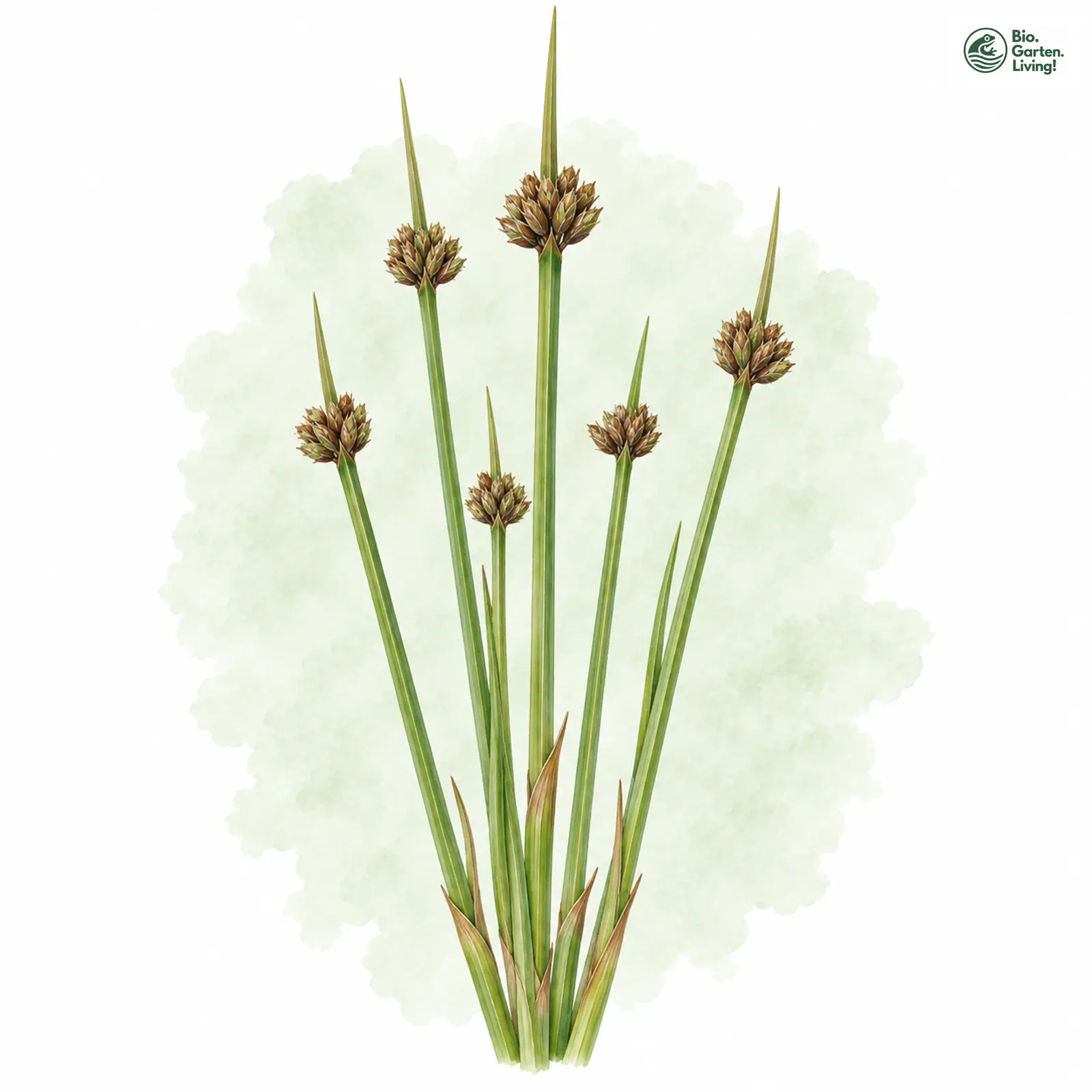 Aquarellzeichnung: Stachelspitzige Teichsimse (Schoenoplectus mucronatus)