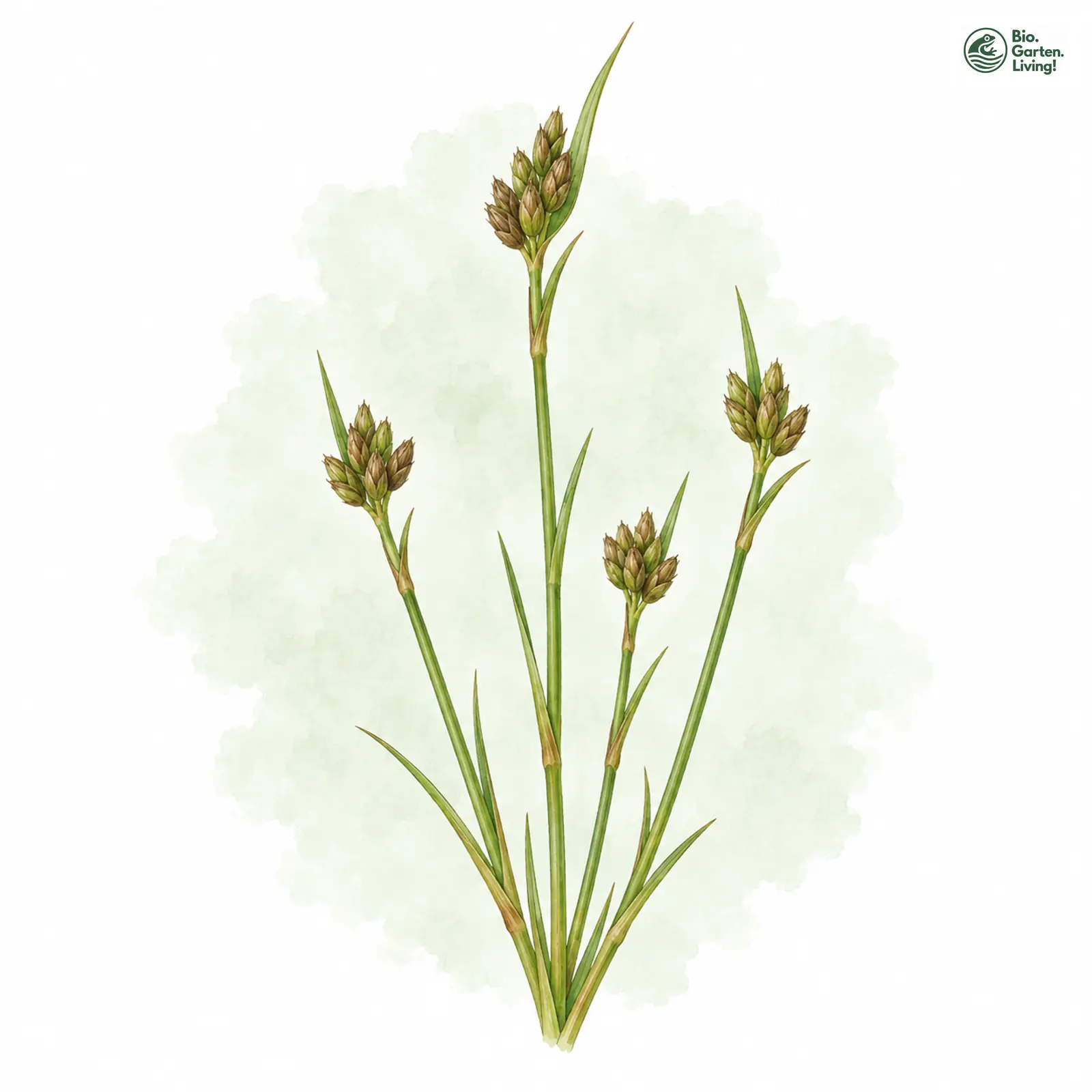 Aquarellzeichnung: Liegende Teichsimse (Schoenoplectus supinus)