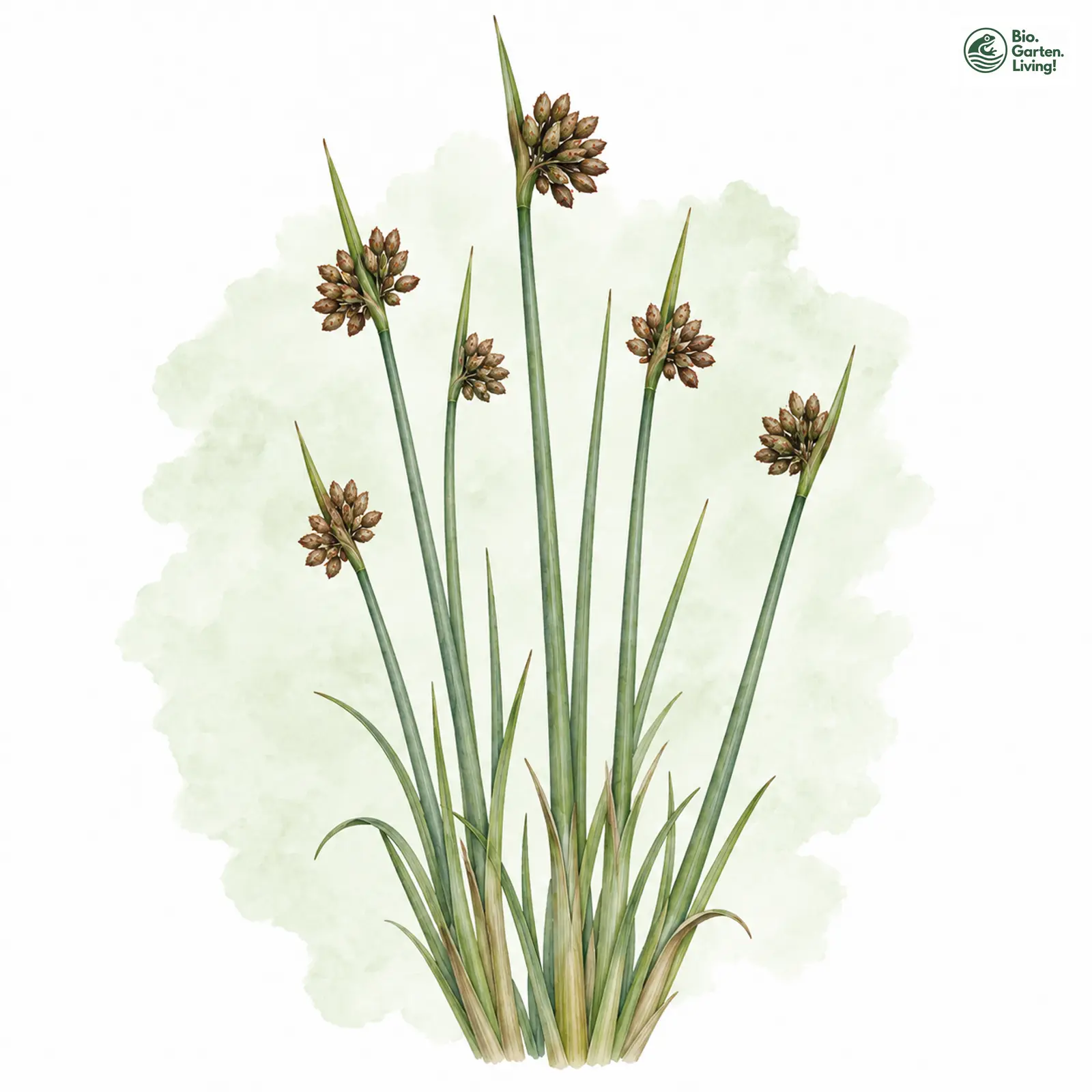 Aquarellzeichnung: Salz-Teichsimse (Schoenoplectus tabernaemontani)