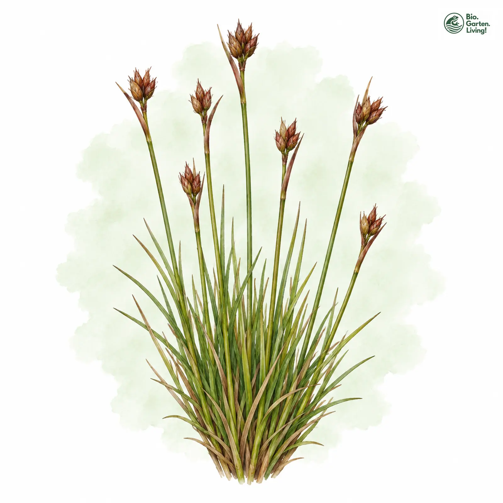 Aquarellzeichnung: Rostrotes Kopfried (Schoenus ferrugineus)