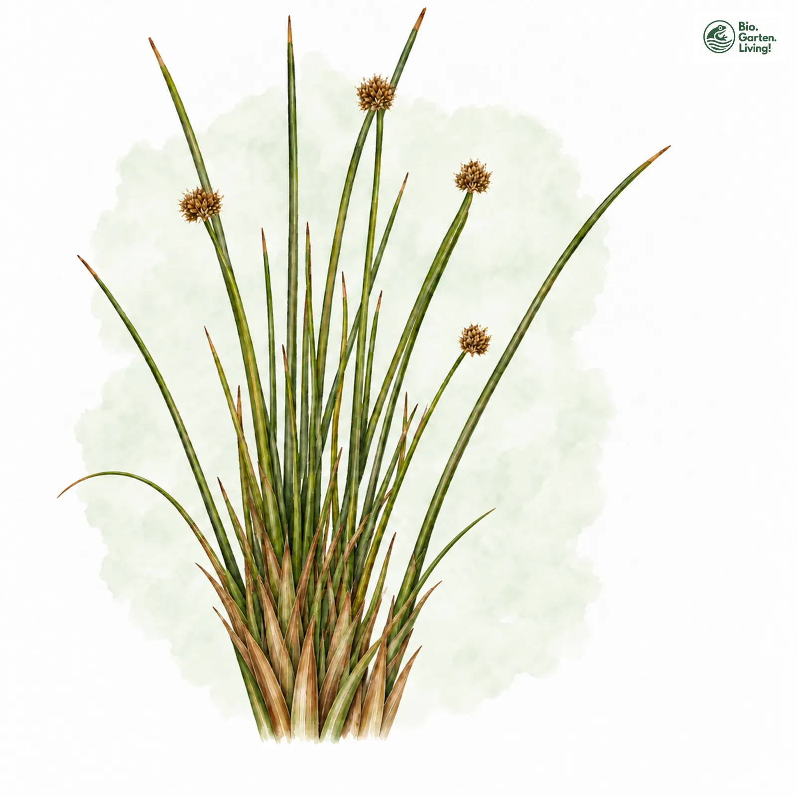 Aquarellzeichnung: Gewöhnliche Kugelsimse (Scirpoides holoschoenus)