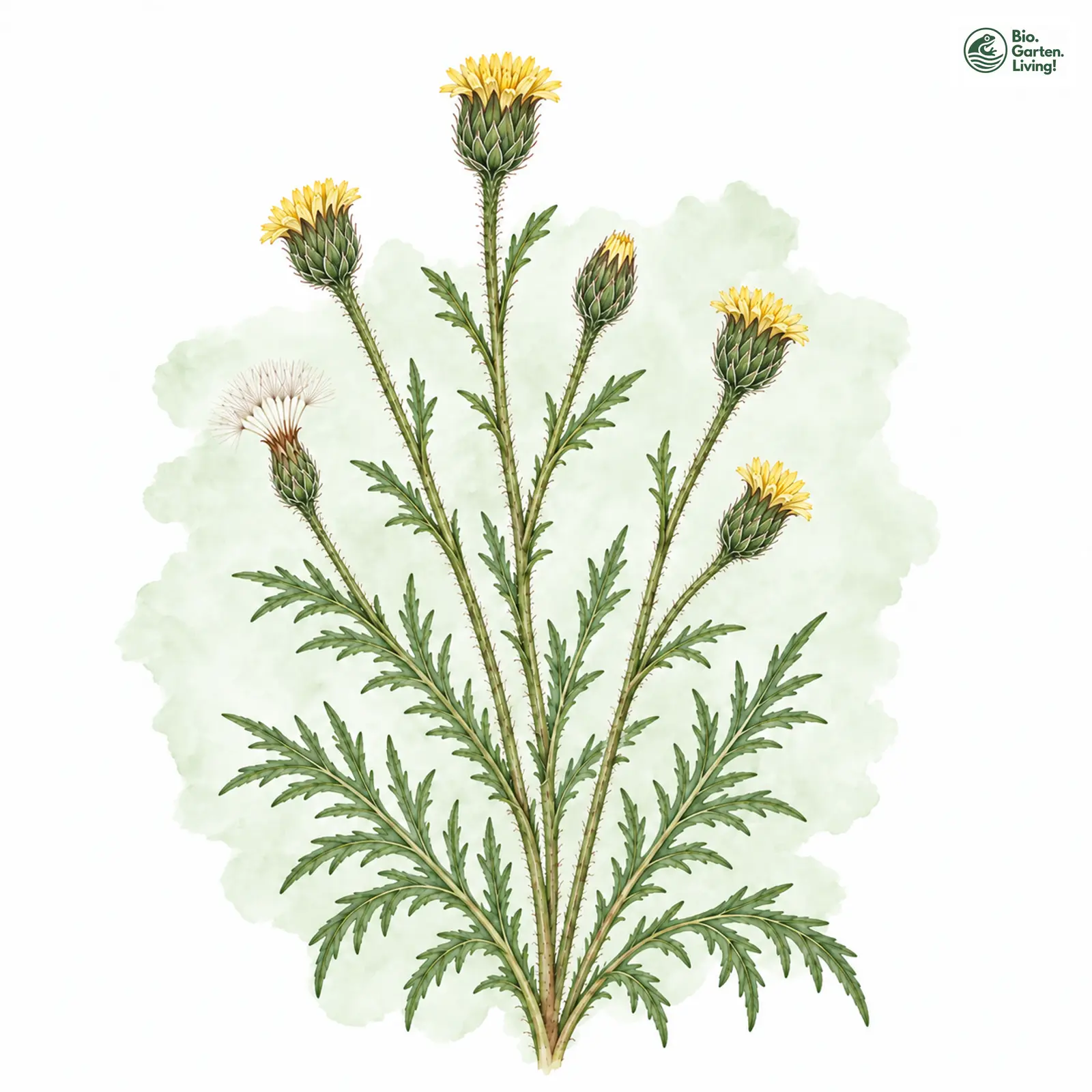 Aquarellzeichnung: Schlitzblatt-Schwarzwurzel (Scorzonera laciniata)