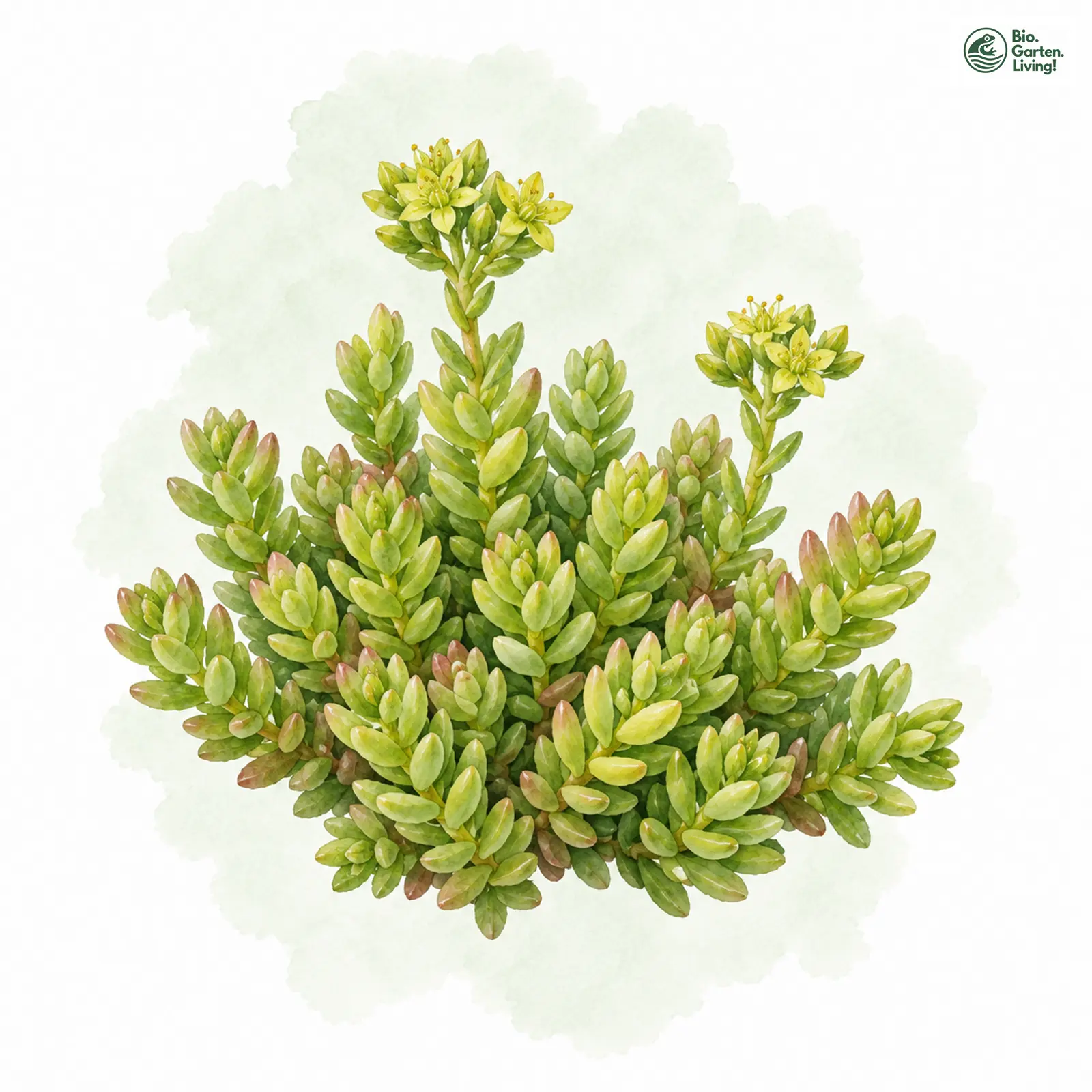 Aquarellzeichnung: Alpen-Fetthenne (Sedum alpestre)