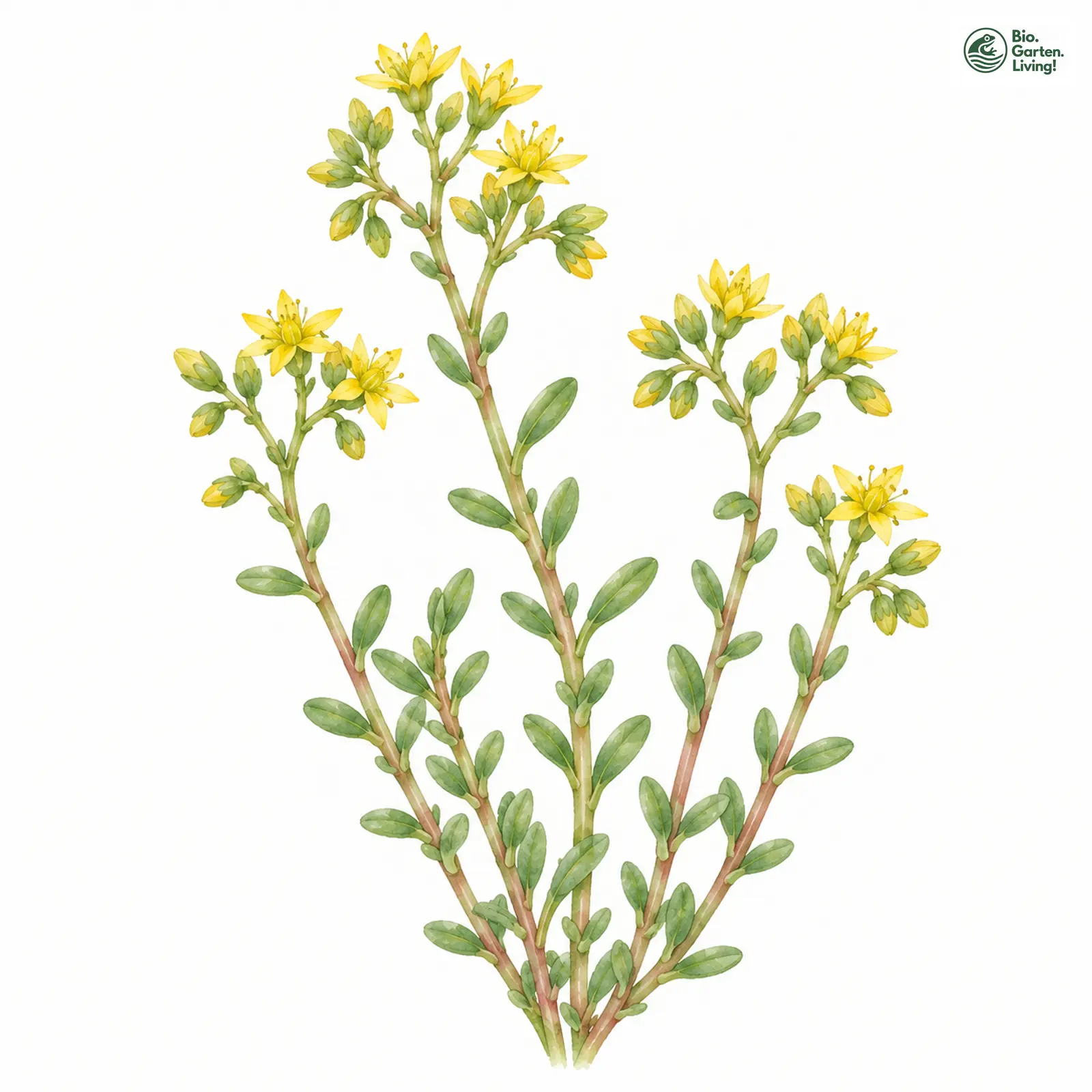 Aquarellzeichnung: Einjährige Fetthenne (Sedum annuum)