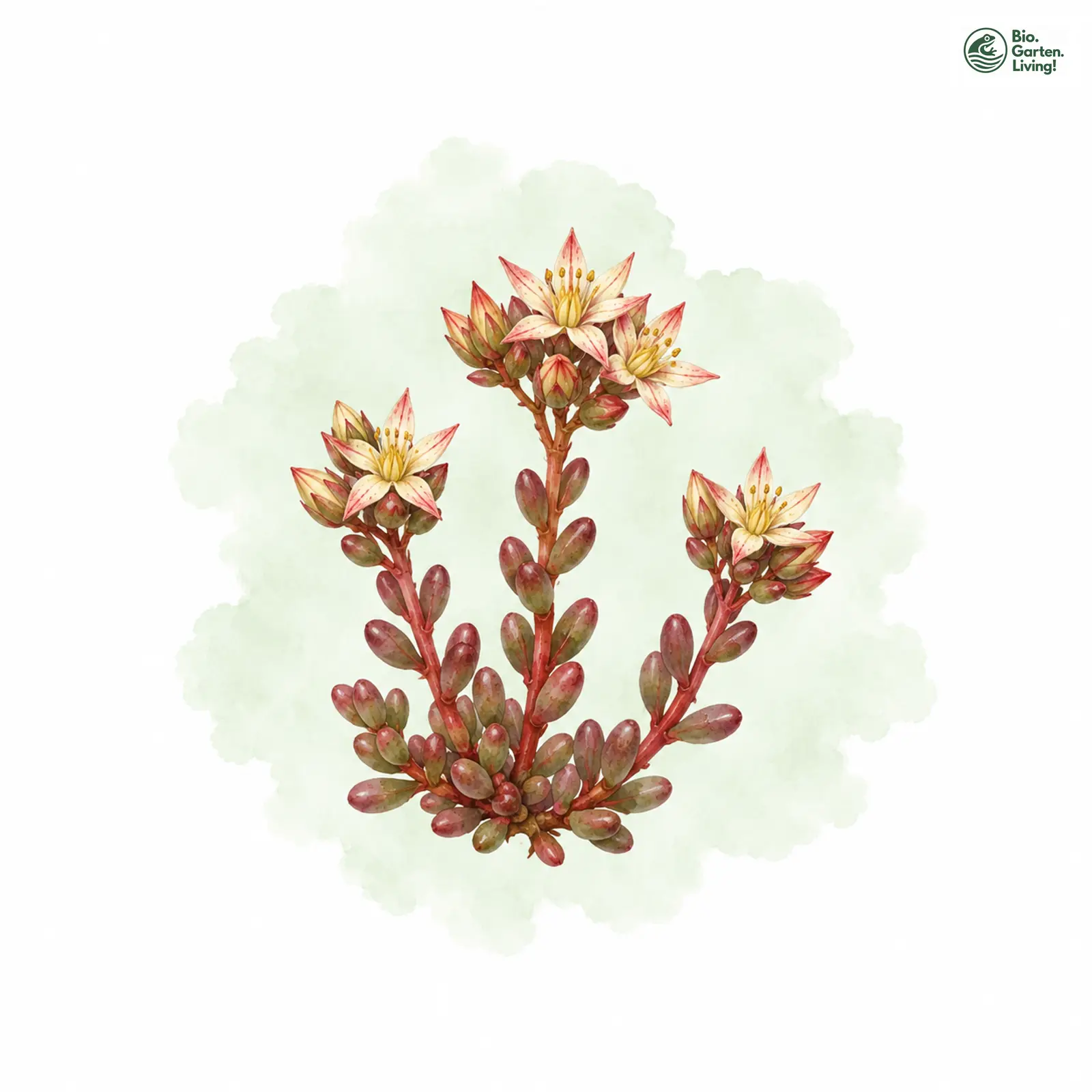 Aquarellzeichnung: Schwärzliche Fetthenne (Sedum atratum)