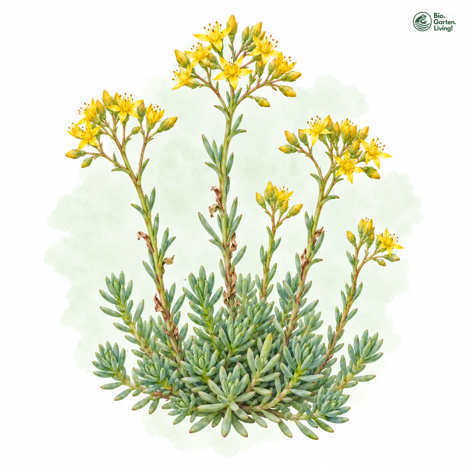 Aquarellzeichnung: Zierliche Fetthenne (Sedum forsterianum)