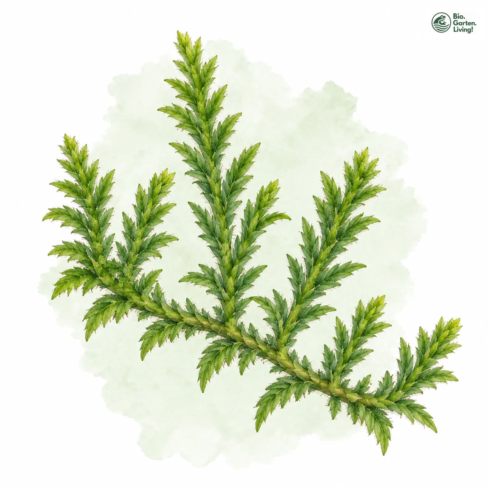 Aquarellzeichnung: Dorniger Moosfarn (Selaginella selaginoides)