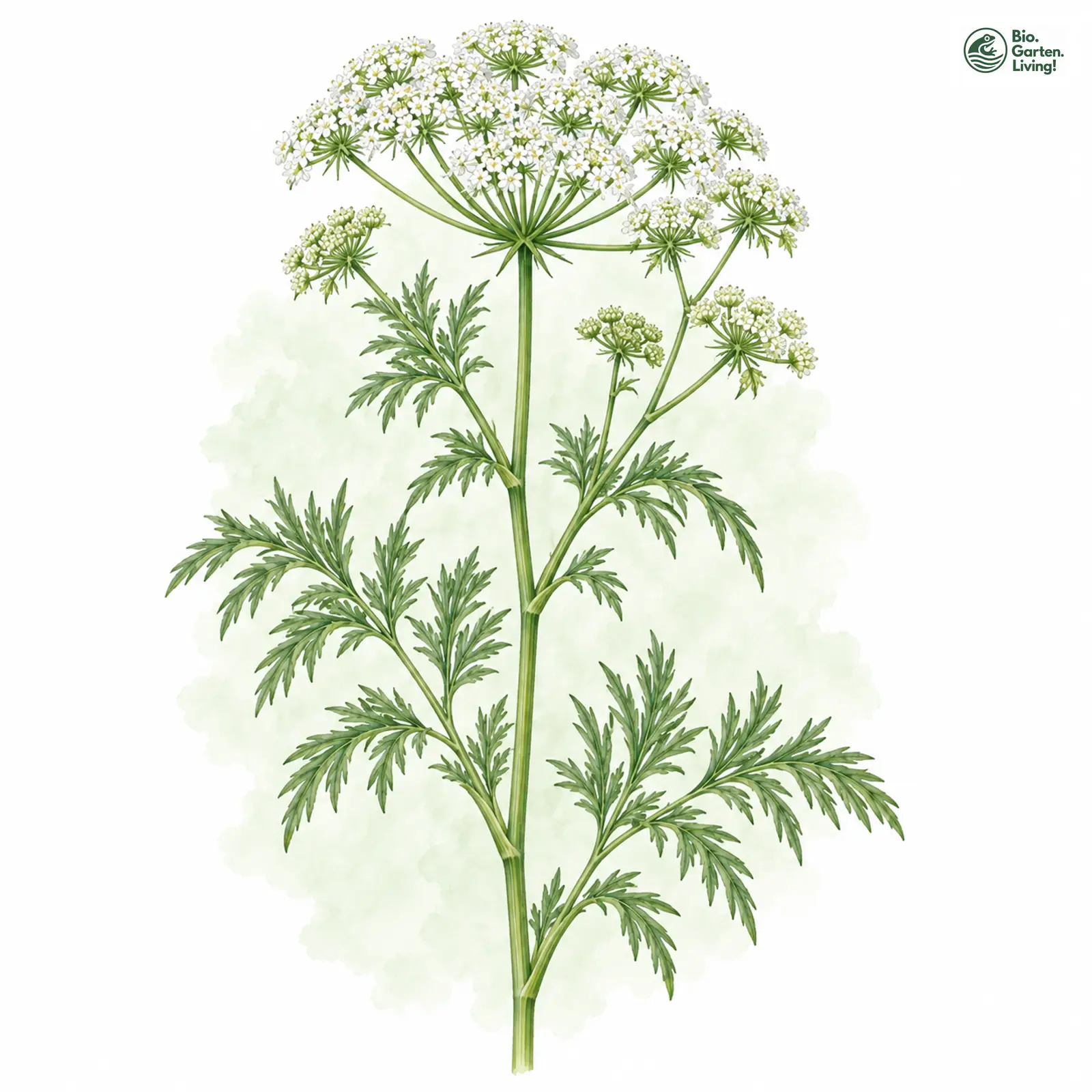 Aquarellzeichnung: Brenndolden-Silge (Selinum dubium)