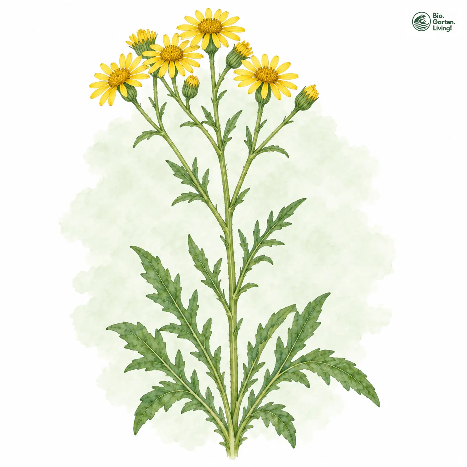 Aquarellzeichnung: Wasser-Greiskraut (Senecio aquaticus (im engeren Sinne))
