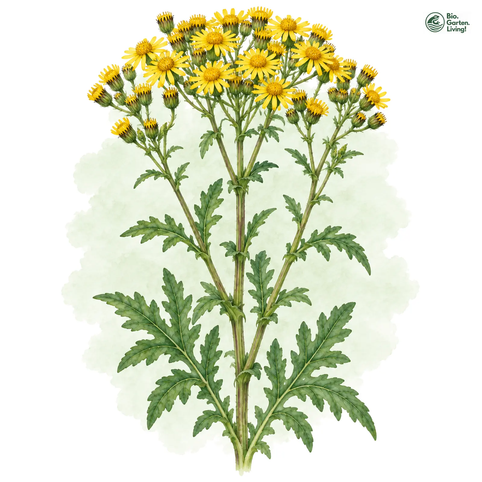 Aquarellzeichnung: Jakobs-Greiskraut (Senecio jacobaea)