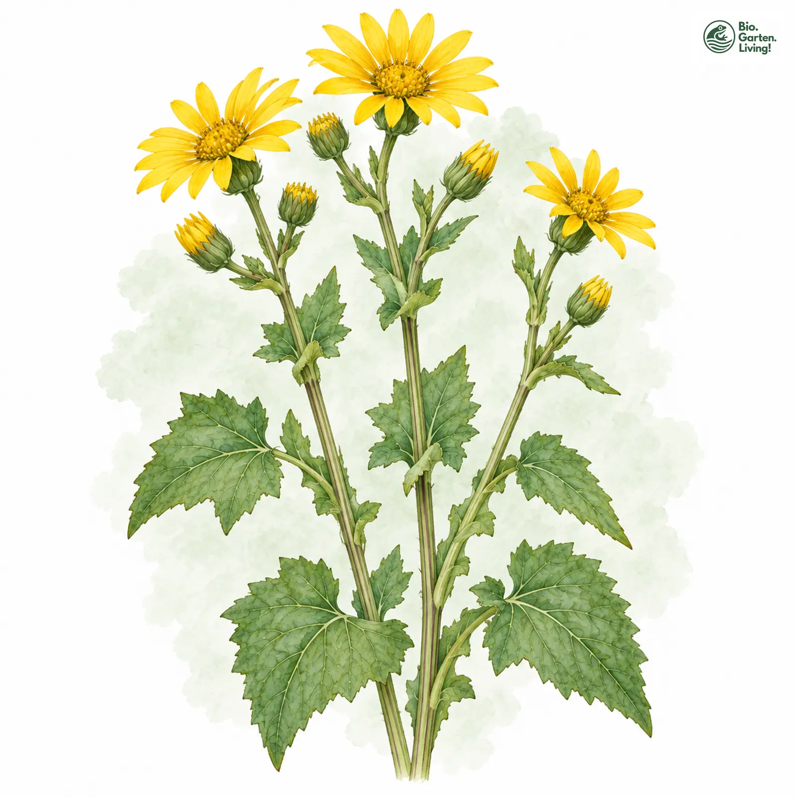 Aquarellzeichnung: Berg-Greiskraut (Senecio subalpinus)