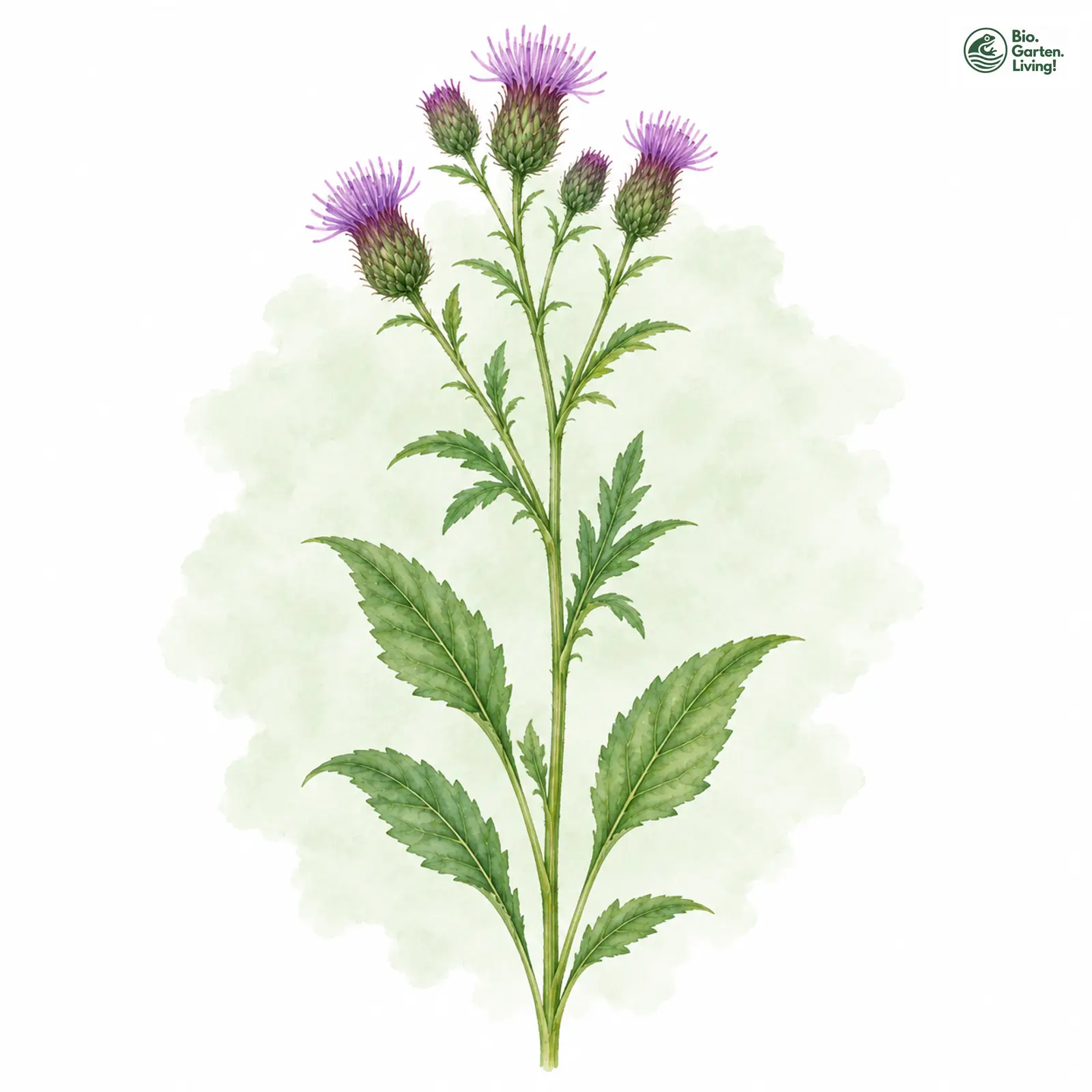 Aquarellzeichnung: Färber-Scharte (Serratula tinctoria (im weiteren Sinne))