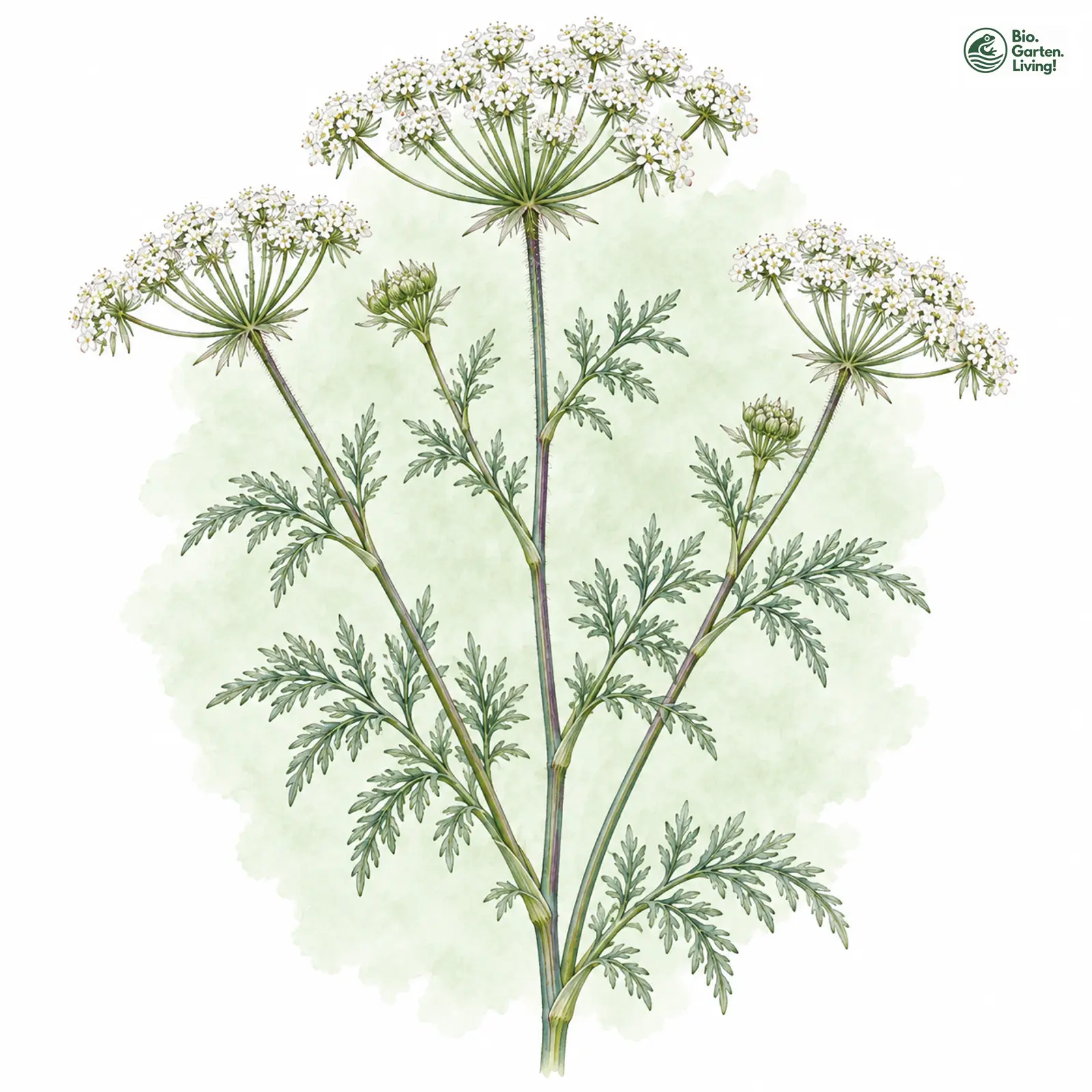 Aquarellzeichnung: Steppen-Sesel (Seseli annuum)