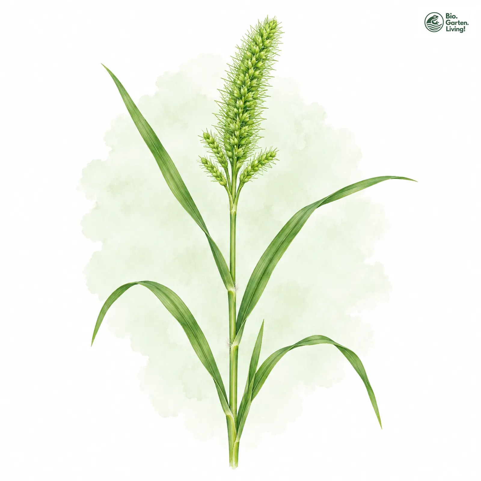 Aquarellzeichnung: Kletten-Borstenhirse (I. E. S.) (Setaria verticillata (im engeren Sinne))
