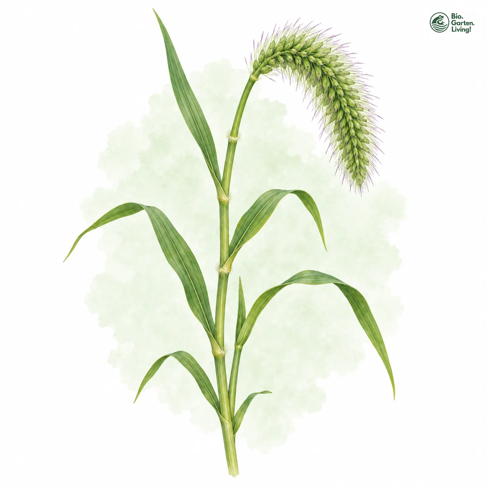 Aquarellzeichnung: Grüne Borstenhirse (Setaria viridis)