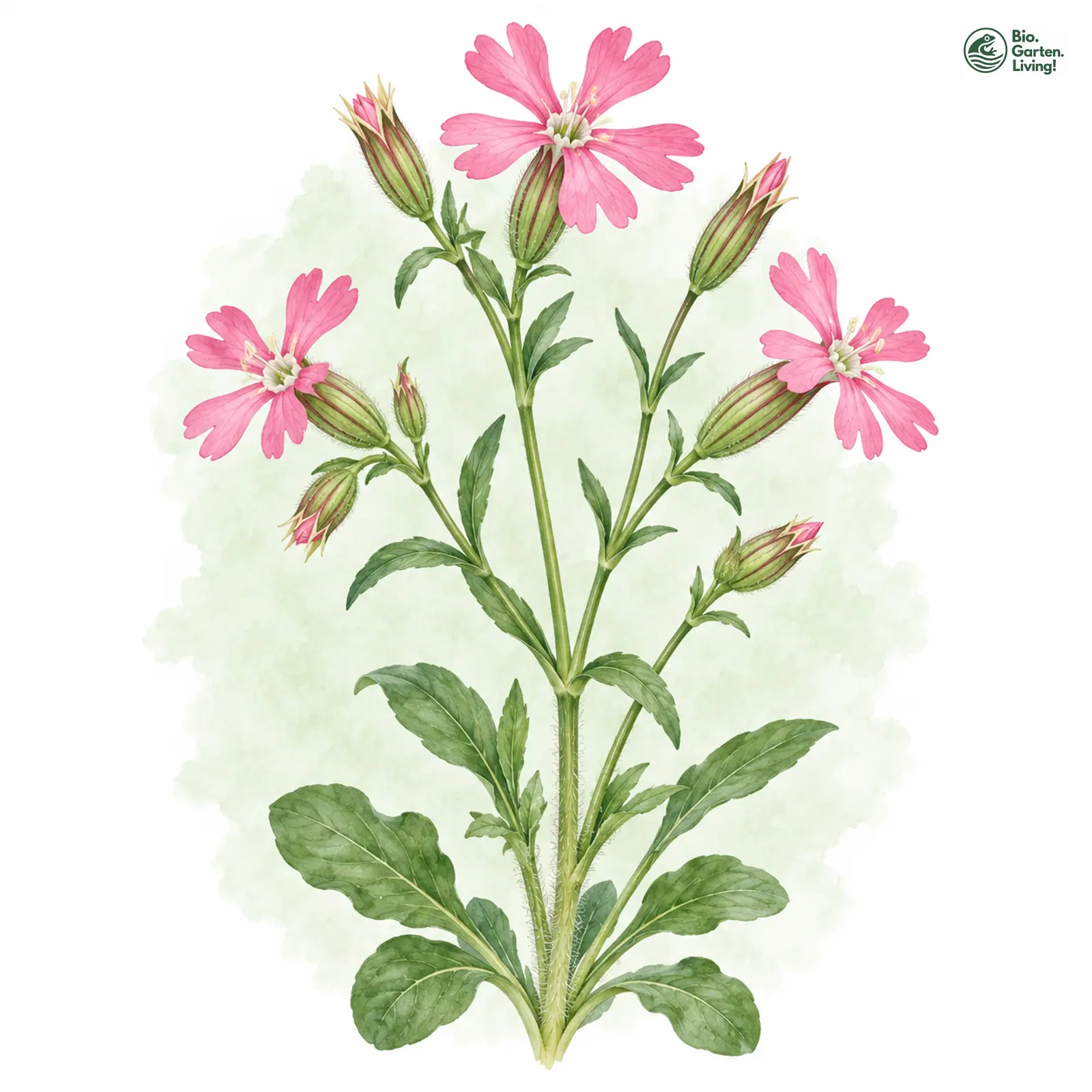 Aquarellzeichnung: Kreta-Leimkraut (Silene cretica)