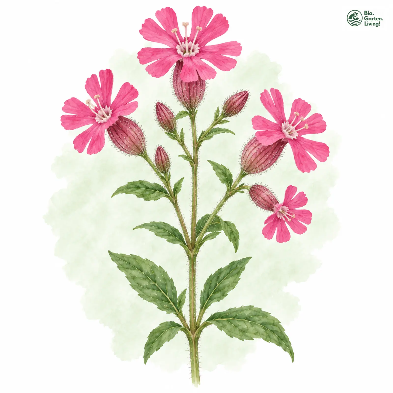 Aquarellzeichnung: Rote Lichtnelke (Silene dioica)