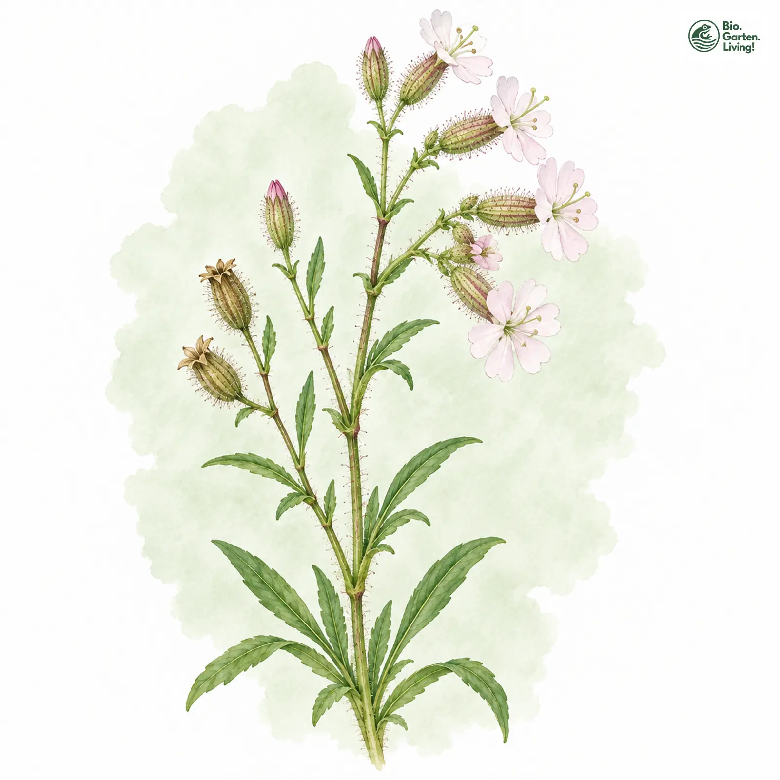 Aquarellzeichnung: Französisches Leimkraut (Silene gallica)