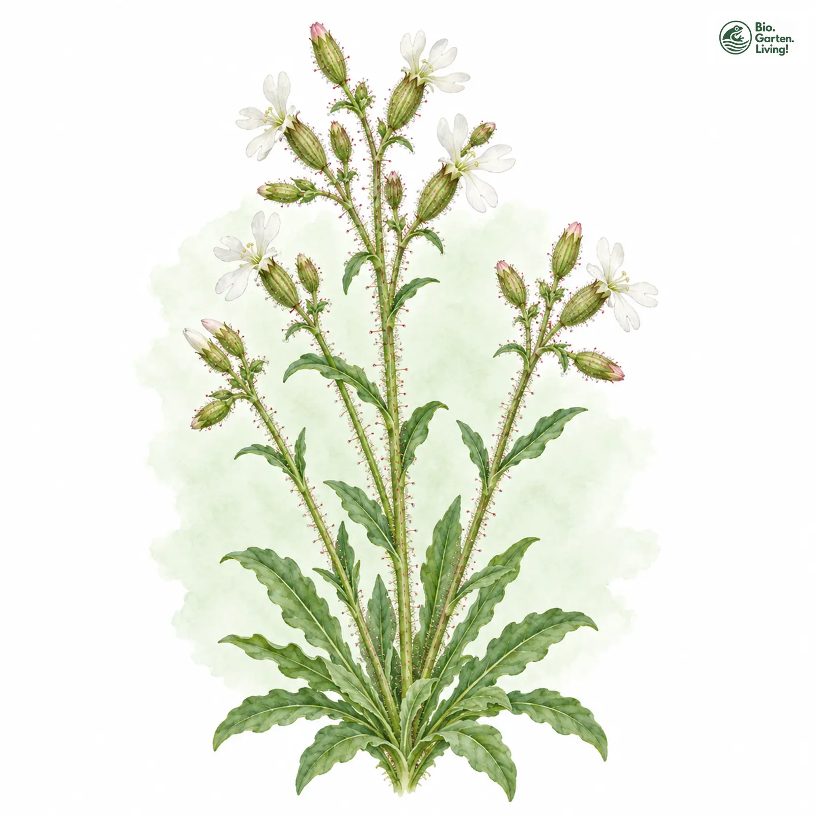 Aquarellzeichnung: Klebriges Leimkraut (Silene viscosa)