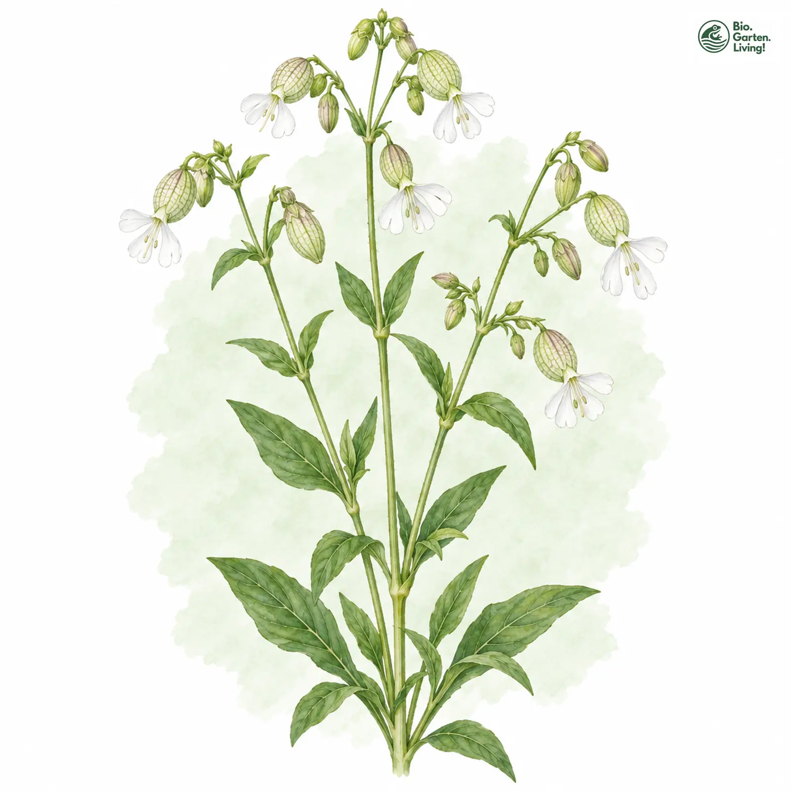 Aquarellzeichnung: Gewöhnliches Leimkraut (Silene vulgaris)