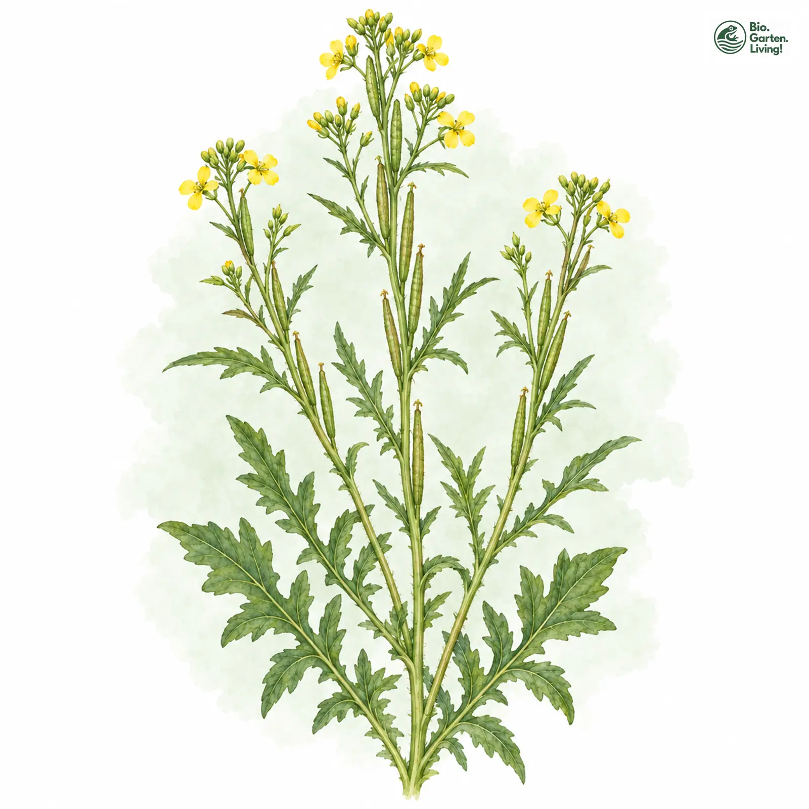 Aquarellzeichnung: Wege-Rauke (Sisymbrium officinale)