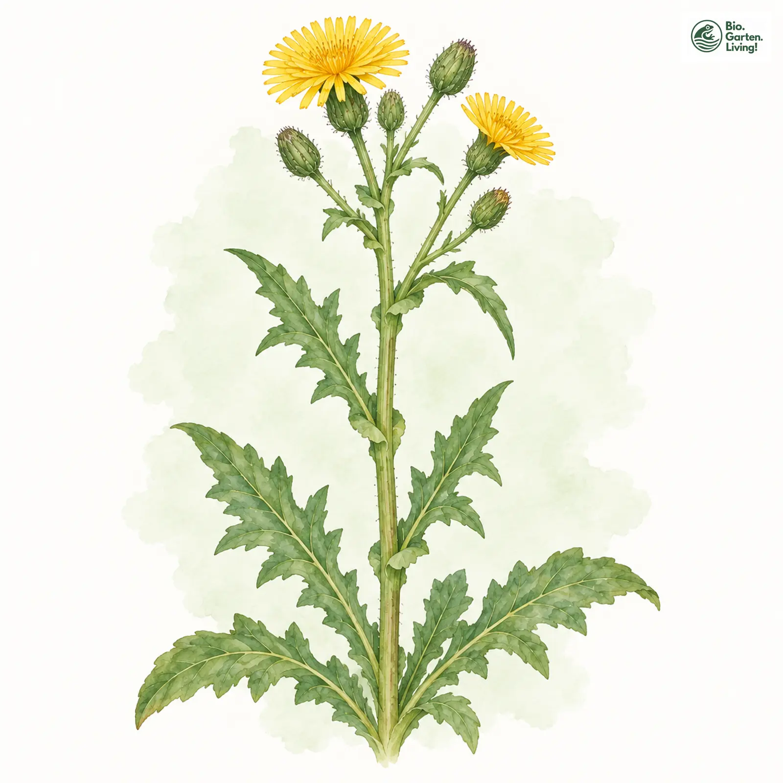 Aquarellzeichnung: Acker-Gänsedistel (Sonchus arvensis)