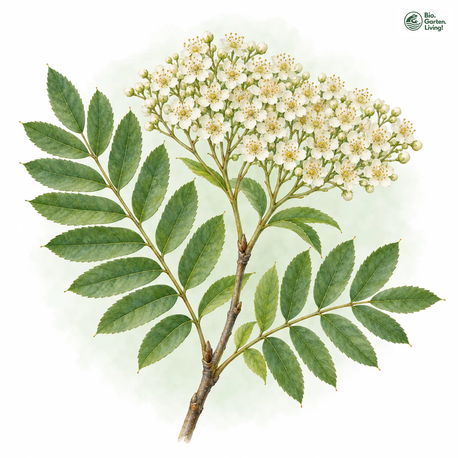 Aquarellzeichnung: Speierling (Sorbus domestica)