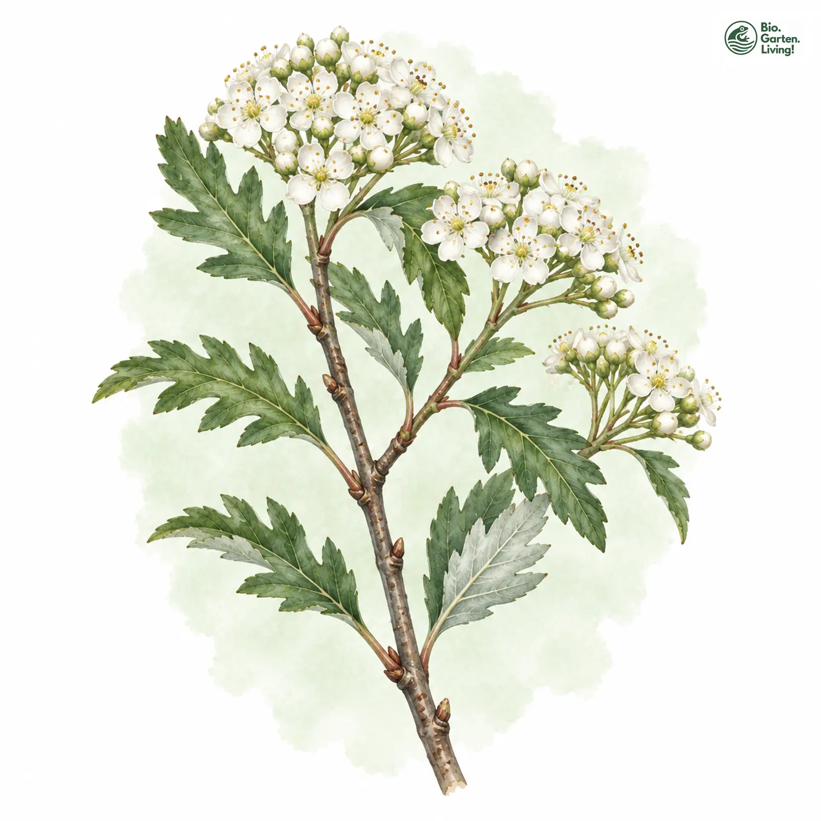 Aquarellzeichnung: Harzsche Mehlbeere (Sorbus harziana)