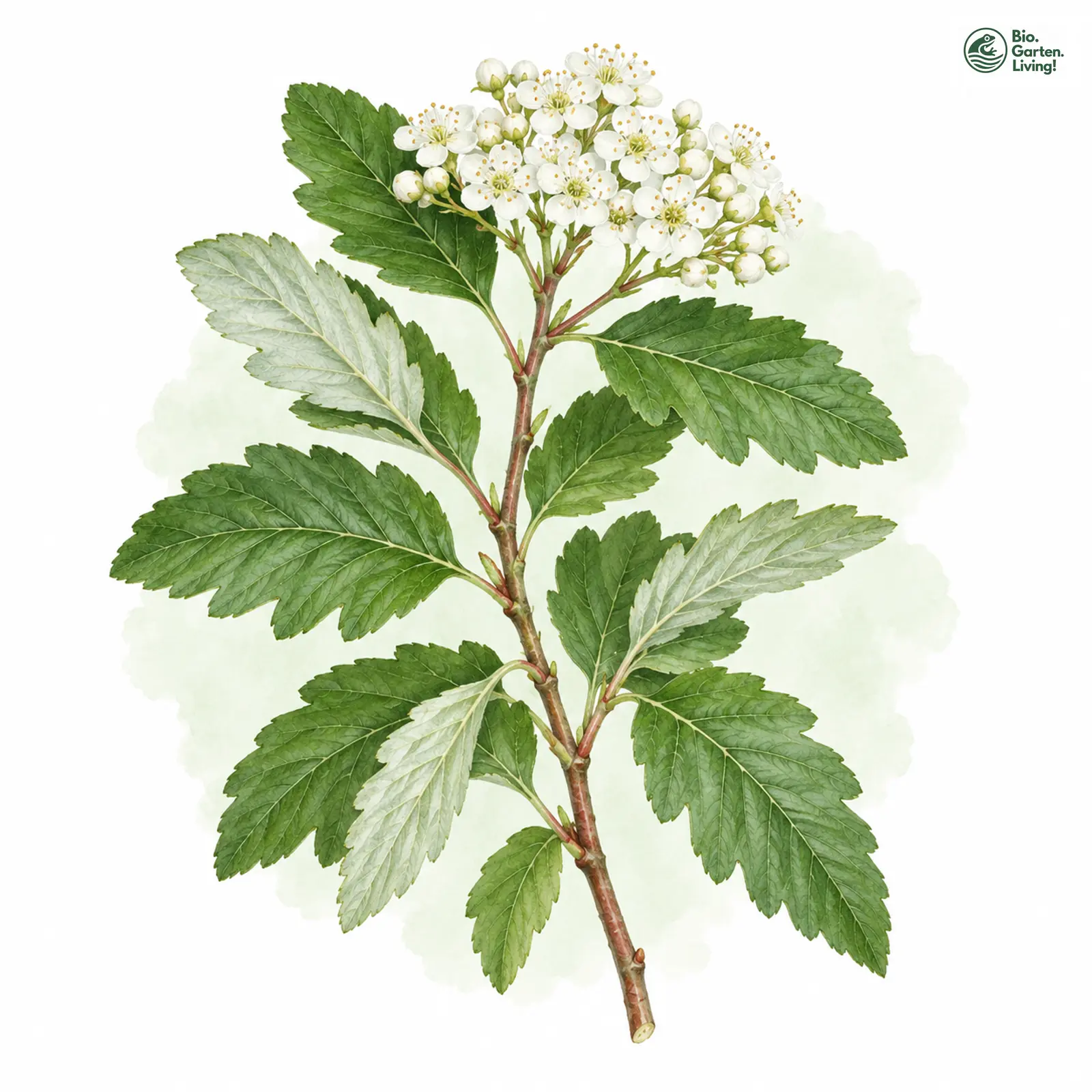 Aquarellzeichnung: Mougeot-Mehlbeere (Sorbus mougeotii (im engeren Sinne))