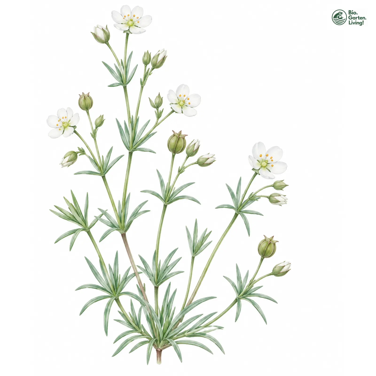 Aquarellzeichnung: Frühlings-Spergel (Spergula morisonii)