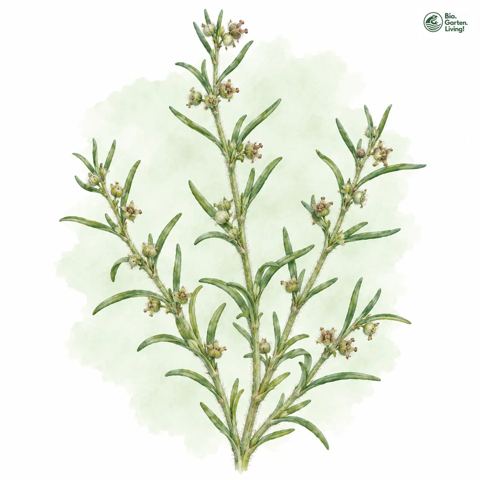 Aquarellzeichnung: Rauhaarige Dornmelde (Spirobassia hirsuta)