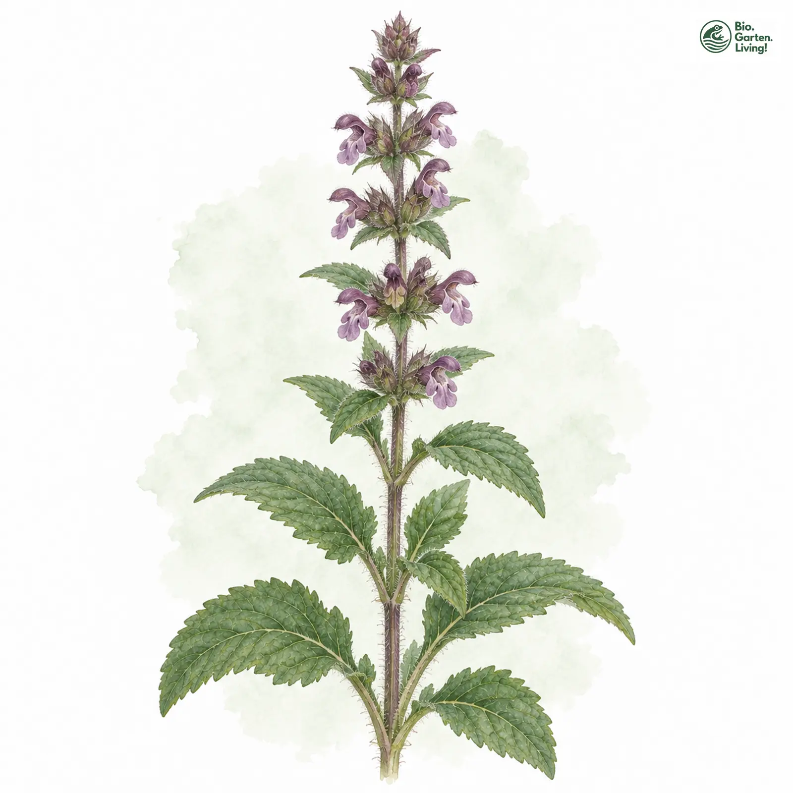 Aquarellzeichnung: Alpen-Ziest (Stachys alpina)