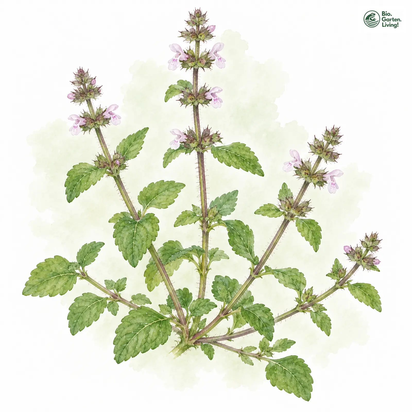 Aquarellzeichnung: Acker-Ziest (Stachys arvensis)