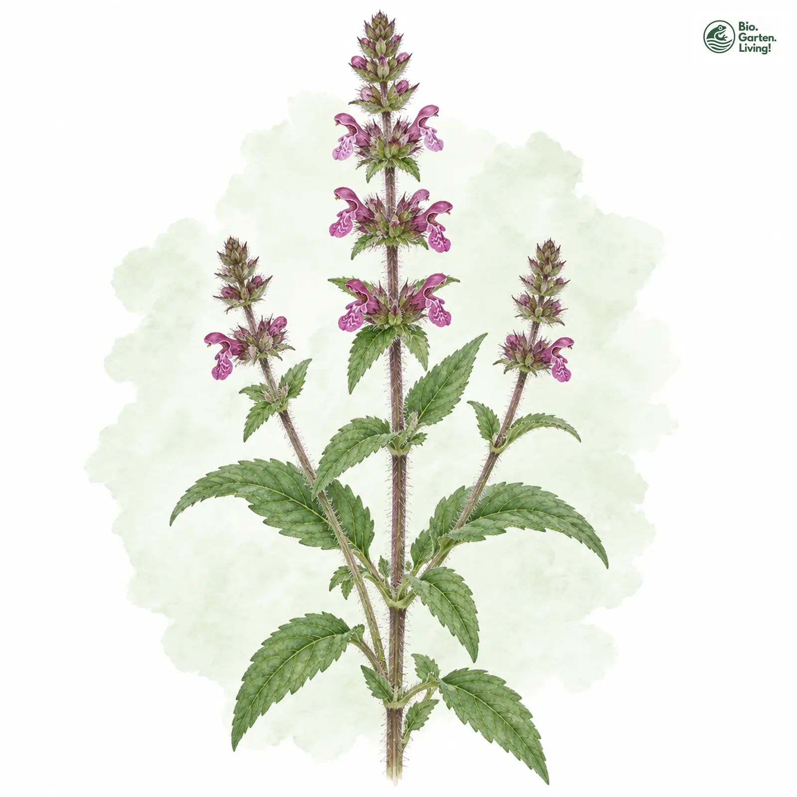 Aquarellzeichnung: Sumpf-Ziest (Stachys palustris)