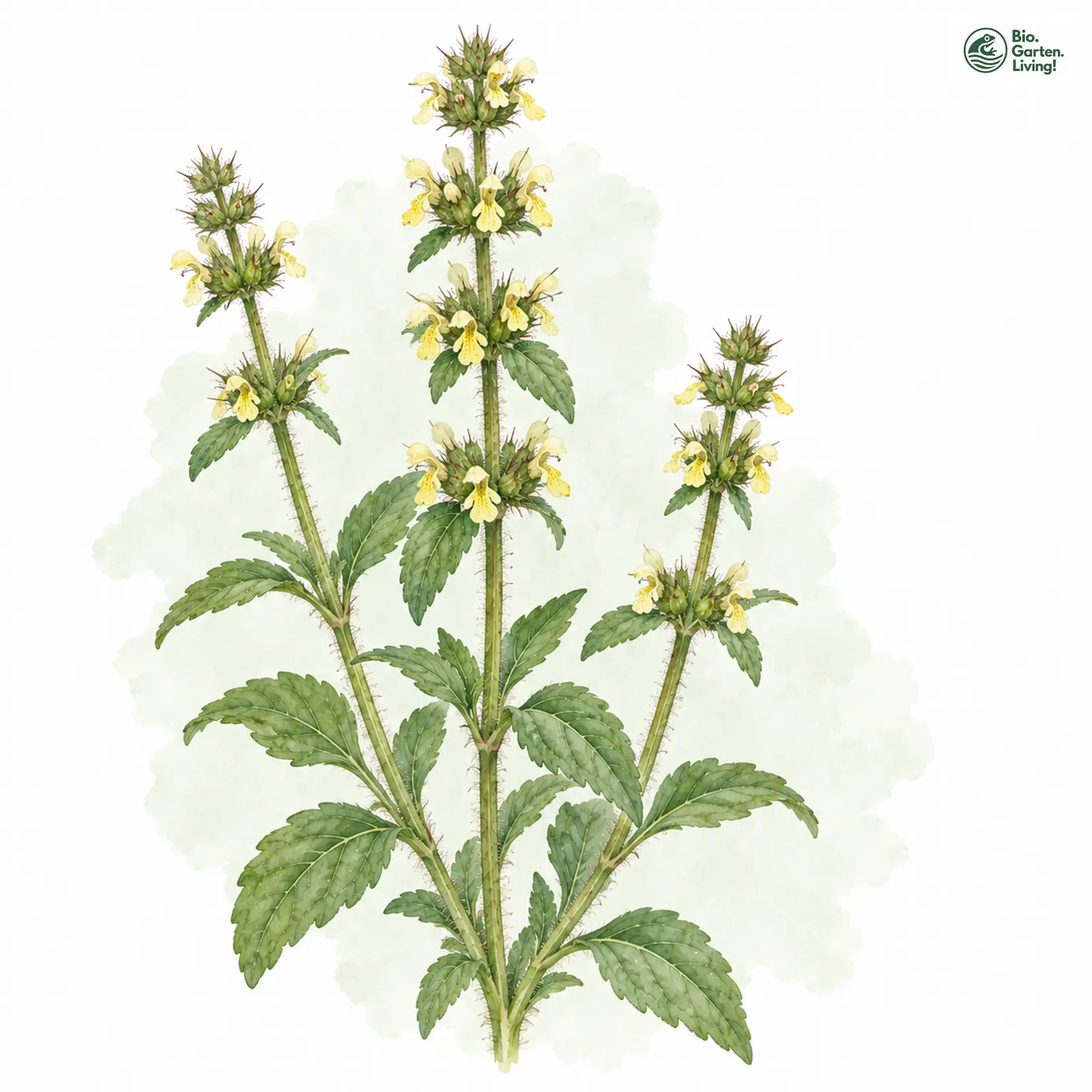 Aquarellzeichnung: Aufrechter Ziest (Stachys recta)